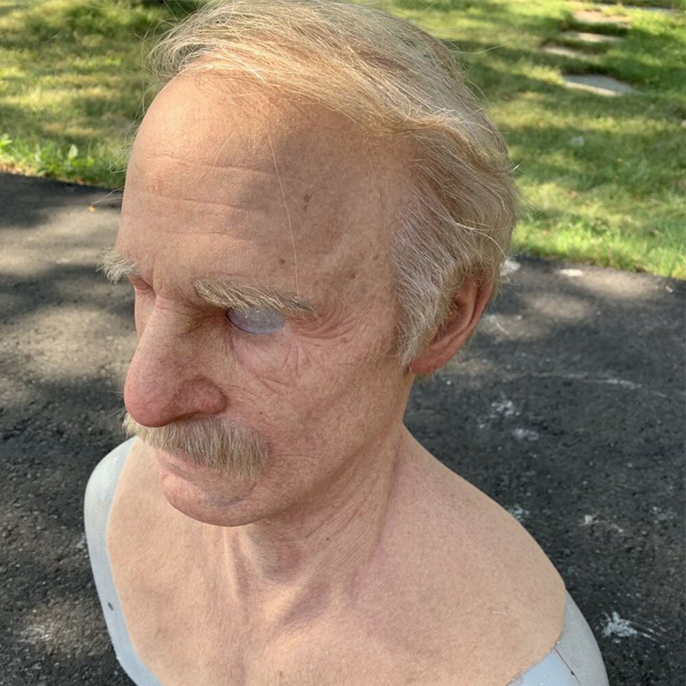 Realistic Old Man Halloween Mask for Adults - Latex, Movable Mouth, up to 62 cm, view 4
