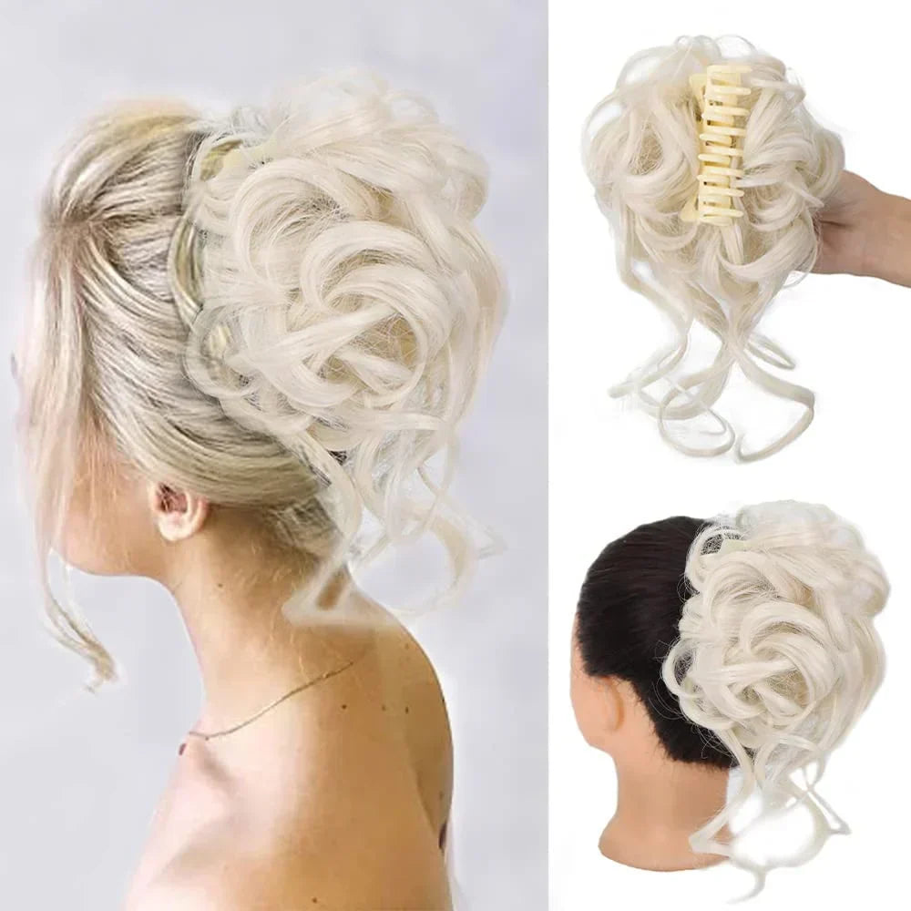 Curly Hair Bun Clip-in Hair Piece - Synthetic Hair, Natural Look, Volume, view 13