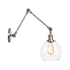 1-Light Brass or Bronze Swing Arm Wall Light with Clear Glass Shade
