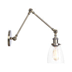 1-Light Brass or Bronze Swing Arm Wall Light with Clear Glass Shade
