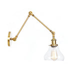 1-Light Brass or Bronze Swing Arm Wall Light with Clear Glass Shade