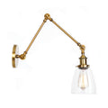 1-Light Brass or Bronze Swing Arm Wall Light with Clear Glass Shade