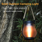 10-Inch Solar Flame-Effect Garden Lantern with Hemp Rope Accents
