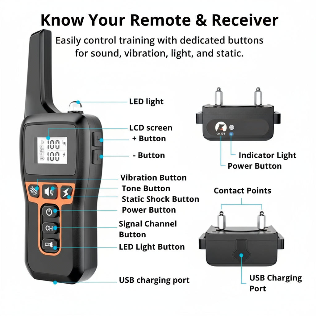 1000m Rechargeable Dog Training Collar with Remote Control