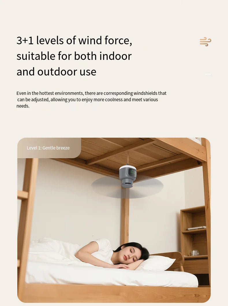 12000mAh Portable Ceiling and Camping Fan, 450mm Blade for Outdoor Tents