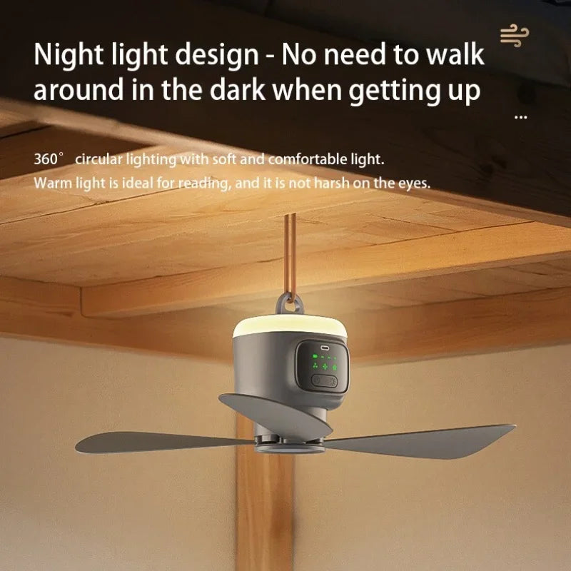 12000mAh Portable Ceiling and Camping Fan, 450mm Blade for Outdoor Tents