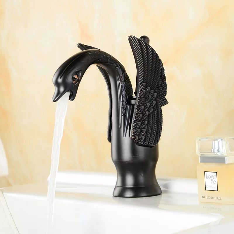 Full Brass Bathroom Basin Faucet - Single Lever Handle, Low Arc Spout, view 14