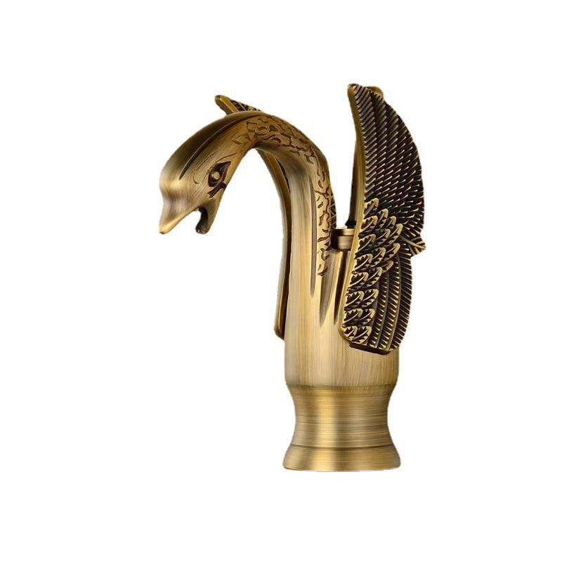 Full Brass Bathroom Basin Faucet - Single Lever Handle, Low Arc Spout, view 6