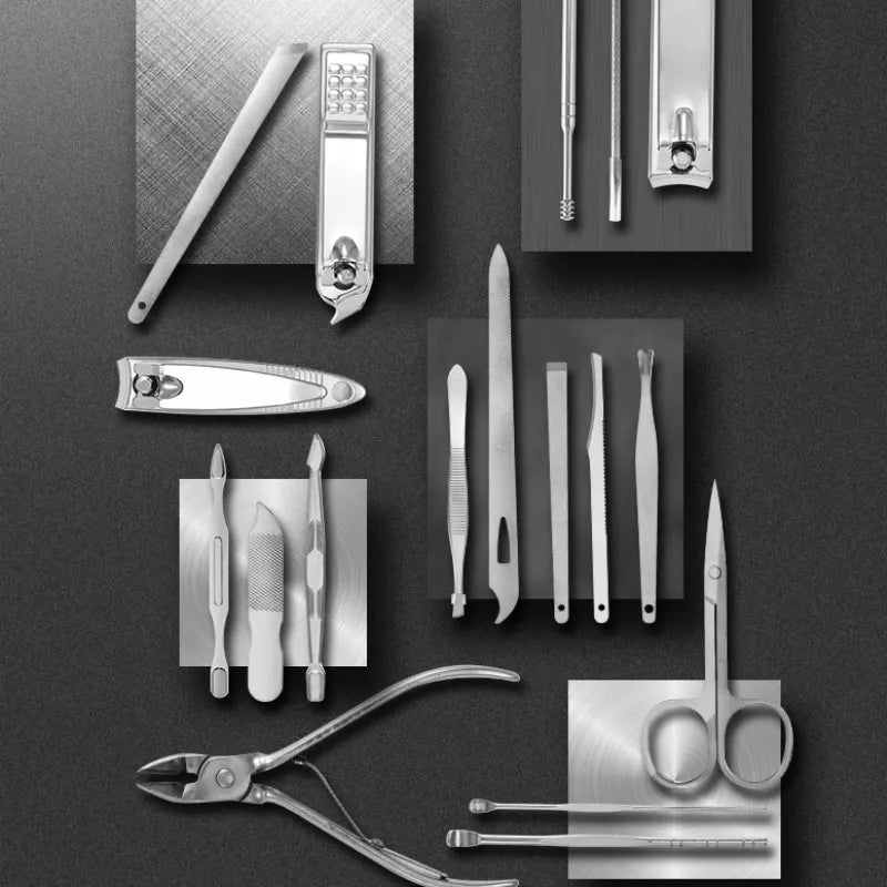 19-Piece Professional Stainless Steel Manicure and Pedicure Set with Travel Case