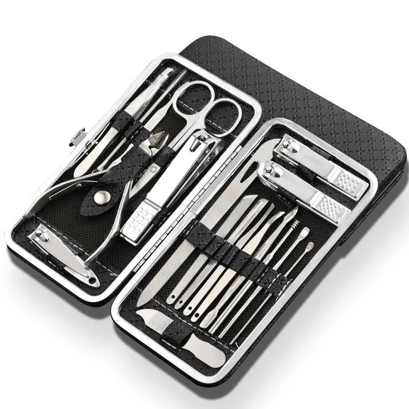 19-Piece Professional Stainless Steel Manicure and Pedicure Set with Travel Case