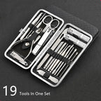 19-Piece Professional Stainless Steel Manicure and Pedicure Set with Travel Case