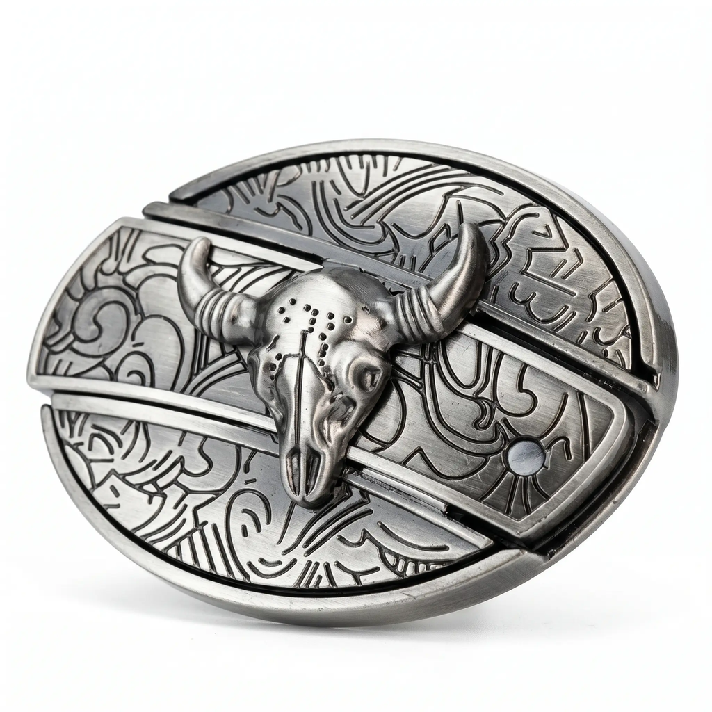 Metal Oval Cowboys Belt Buckle - Zinc Alloy, 3.03 x 2.36 Inch
