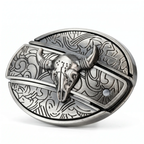 Metal Oval Cowboys Belt Buckle - Zinc Alloy, 3.03 x 2.36 Inch
