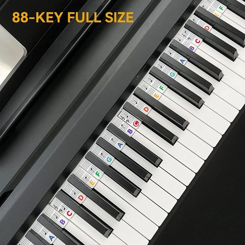 Removable Piano Keyboard Note Labels for Beginners - Black, Colourful, view 3