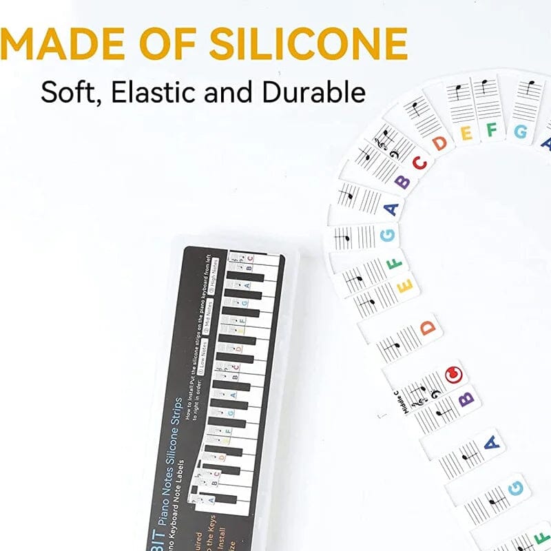 Removable Piano Keyboard Note Labels for Beginners - Black, Colourful, view 5