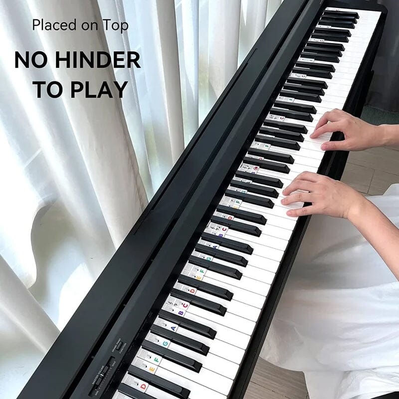 Removable Piano Keyboard Note Labels for Beginners - Black, Colourful, view 6