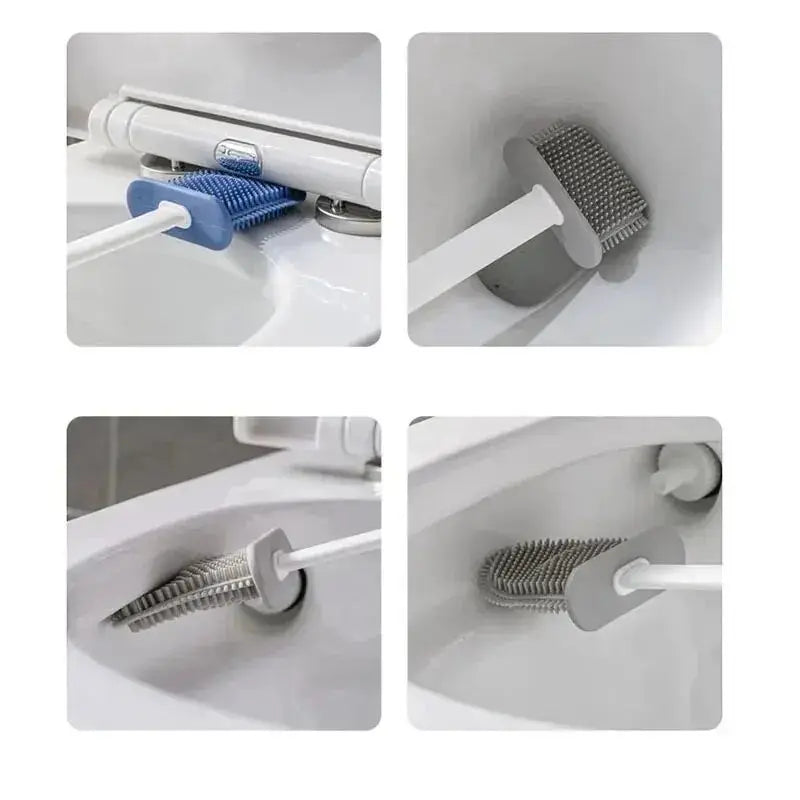 2-in-1 Wall-Mounted Toilet Brush Set with Silicone Brush Head