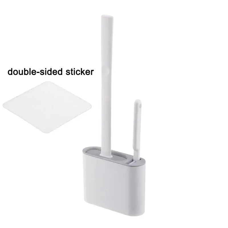 2-in-1 Wall-Mounted Toilet Brush Set with Silicone Brush Head