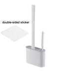 2-in-1 Wall-Mounted Toilet Brush Set with Silicone Brush Head
