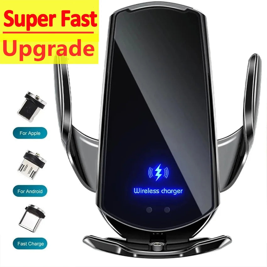 2-in-1 Wireless Car Charger and Automatic-Clamping Phone Holder