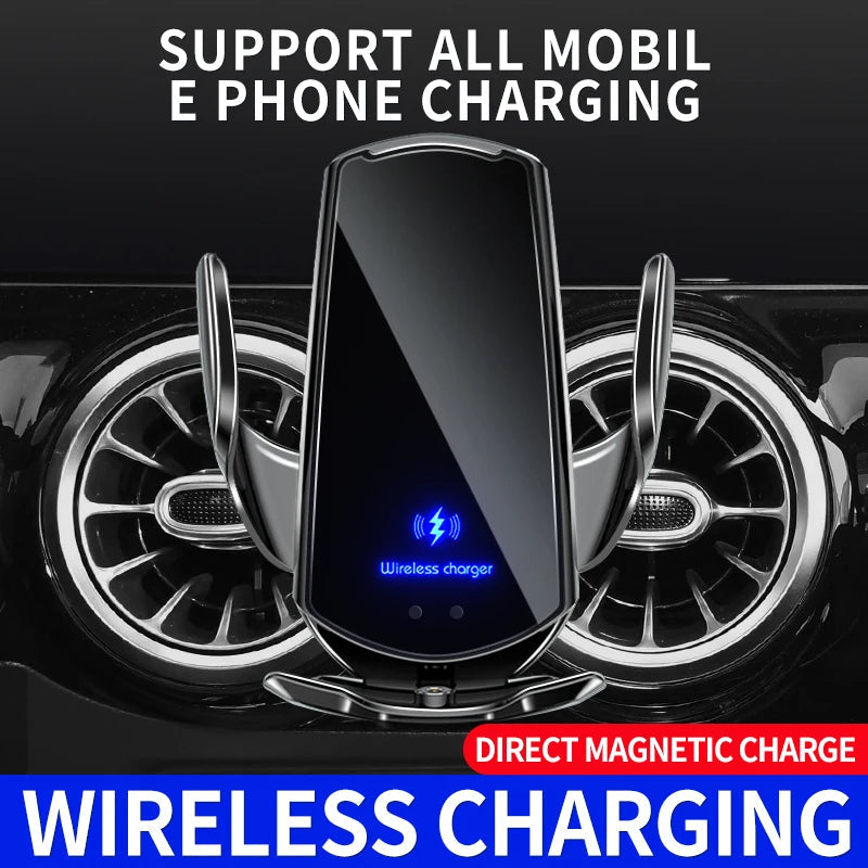 2-in-1 Wireless Car Charger and Automatic-Clamping Phone Holder