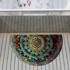 Half Round Mandala Door Mat Rug - 50% Polyester, Low Pile, view 3