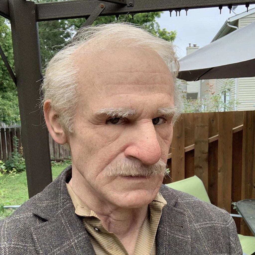 Realistic Old Man Halloween Mask for Adults - Latex, Movable Mouth, up to 62 cm