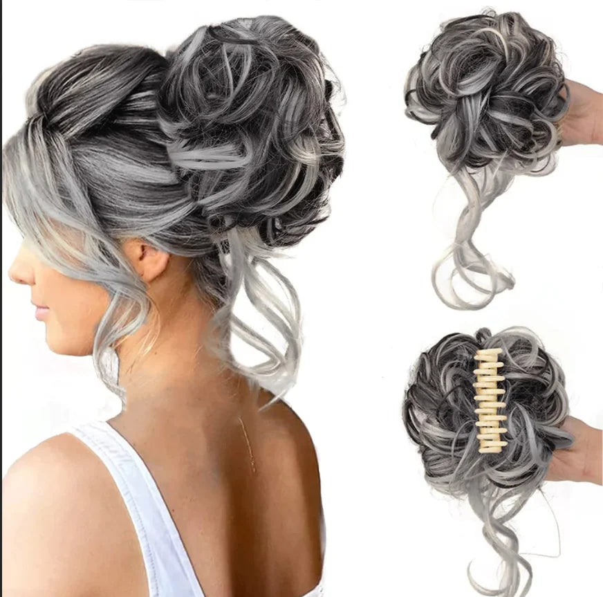 Curly Hair Bun Clip-in Hair Piece - Synthetic Hair, Natural Look, Volume, view 5