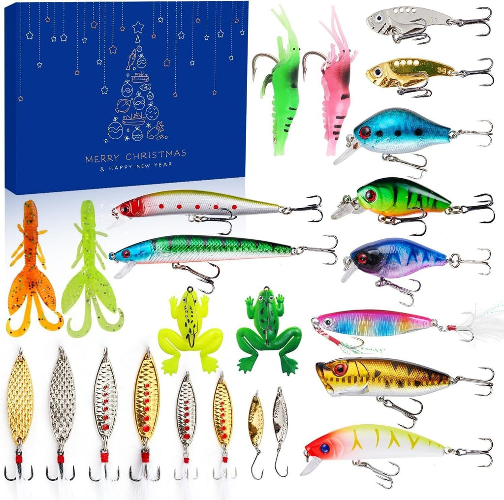 24-Day Christmas Countdown Fish Tackle Set, 24-Day Fishing Tackle Advent Calendar