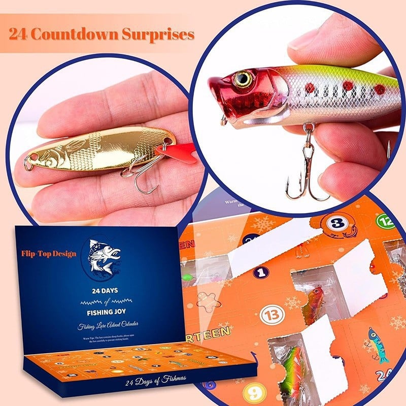 24-Day Christmas Countdown Fish Tackle Set, 24-Day Fishing Tackle Advent Calendar