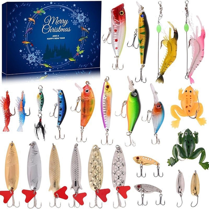 24-Day Christmas Countdown Fish Tackle Set, 24-Day Fishing Tackle Advent Calendar