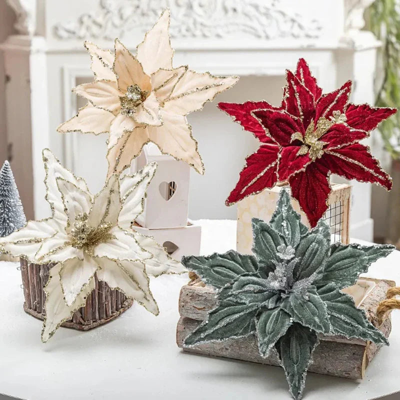26cm Christmas Flower Ornaments for Trees, Wreaths and Mantelpieces