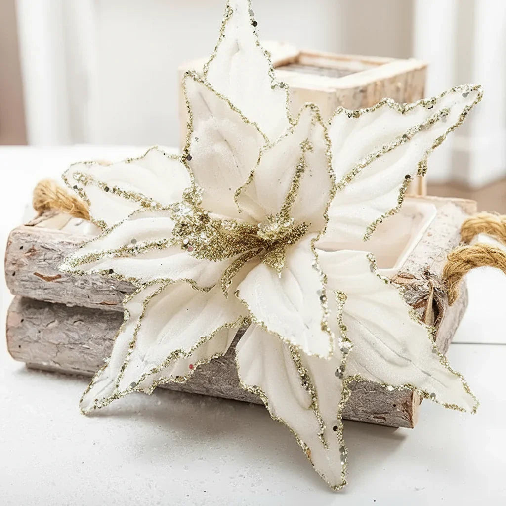 26cm Christmas Flower Ornaments for Trees, Wreaths and Mantelpieces