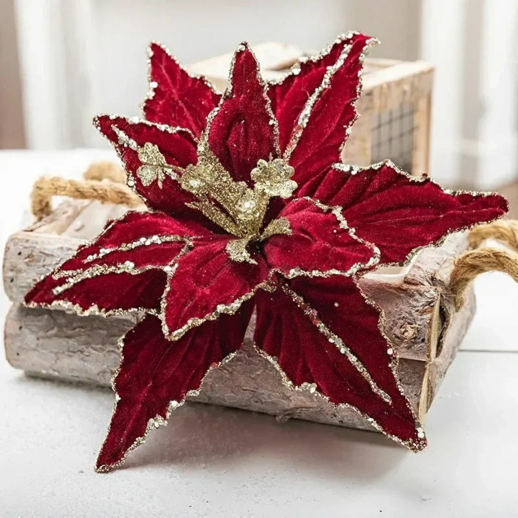 26cm Christmas Flower Ornaments for Trees, Wreaths and Mantelpieces