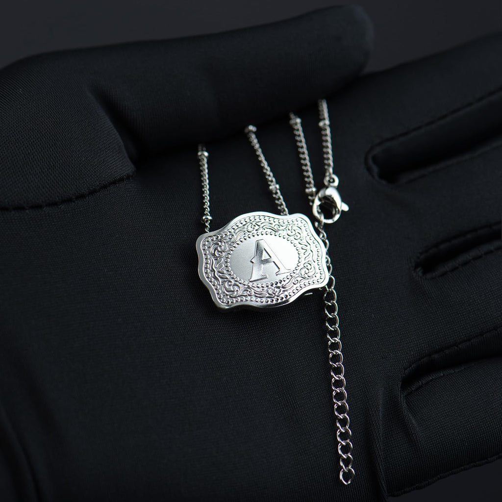 Dainty Belt Buckle Letter Initial Necklace for Women - Cowgirl Western Style, view 2