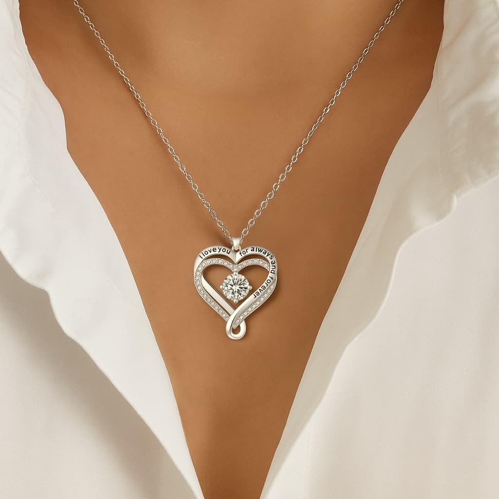 Sterling Silver Necklace for Wife - 2.5 cm Pendant, Adjustable 45 cm Chain, view 2