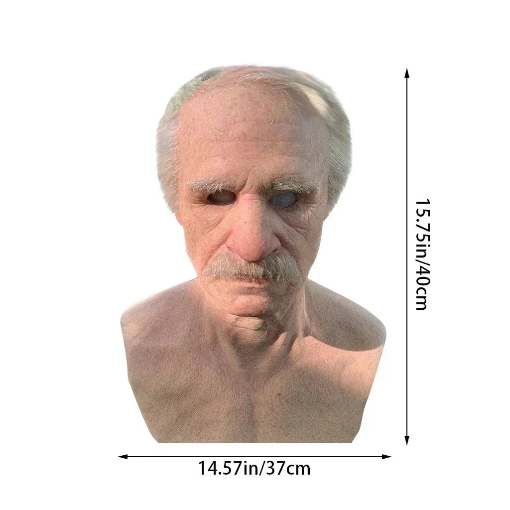 Realistic Old Man Halloween Mask for Adults - Latex, Movable Mouth, up to 62 cm, view 5
