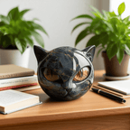 Black Cat Head Decorative Sculpture for Home or Desk - Hypnotic Eyes, view 5