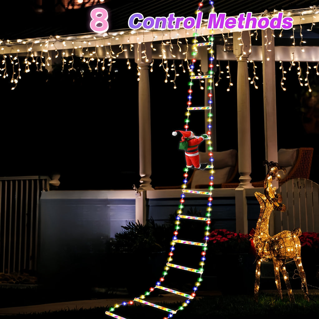 2m Christmas Climbing Santa Ladder Display with Multi-colour LED Lights