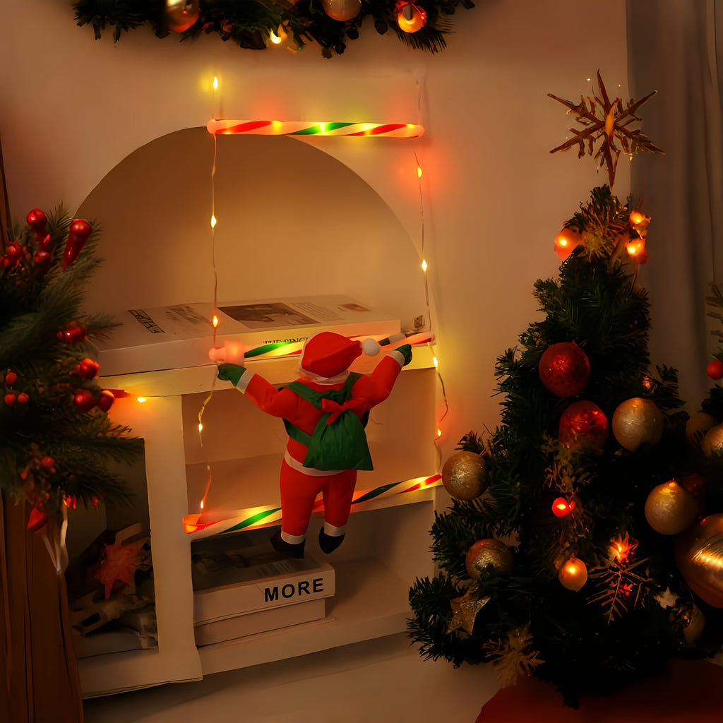 2m Christmas Climbing Santa Ladder Display with Multi-colour LED Lights