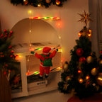 2m Christmas Climbing Santa Ladder Display with Multi-colour LED Lights
