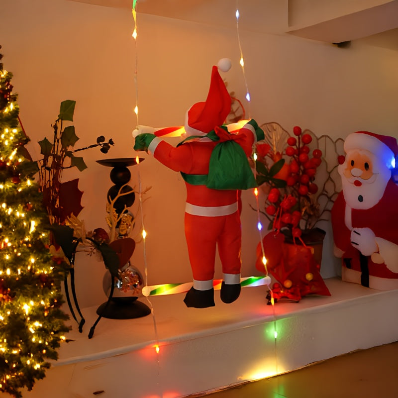 2m Christmas Climbing Santa Ladder Display with Multi-colour LED Lights