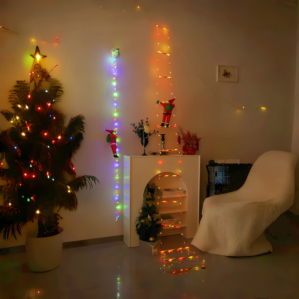 2m Christmas Climbing Santa Ladder Display with Multi-colour LED Lights