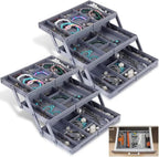 3-Tier Drawer Organiser with 12 Adjustable Dividers, ABS, 6.7 × 33 × 22 cm