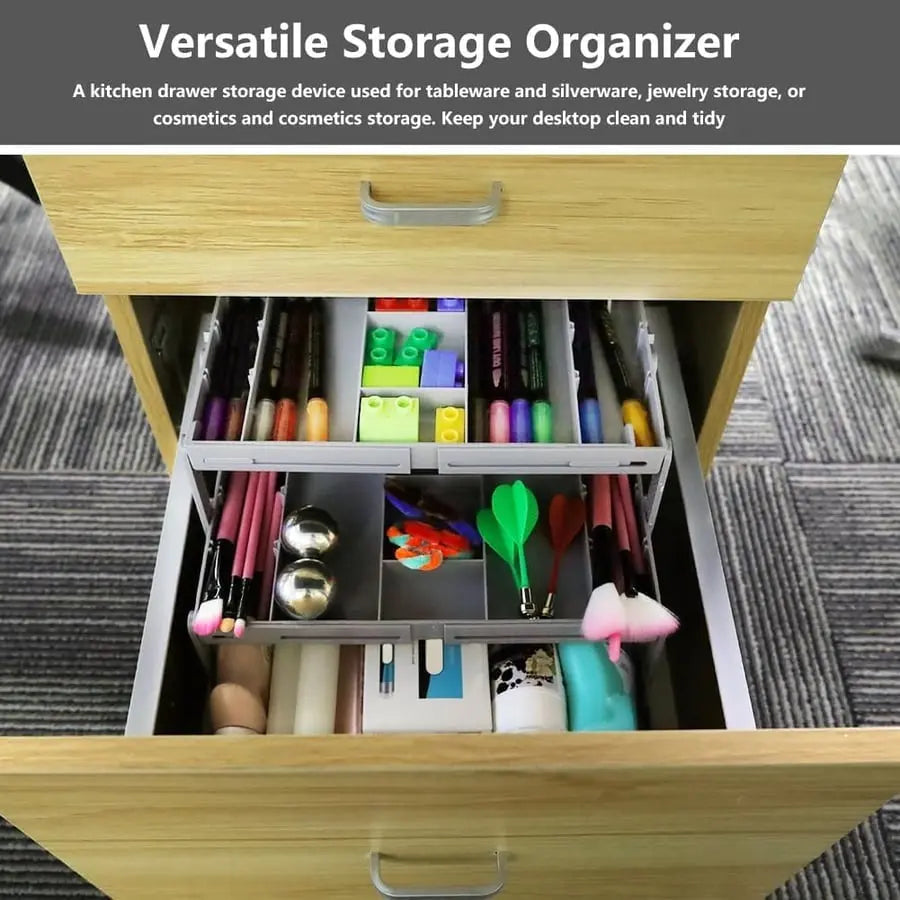 3-Tier Drawer Organiser with 12 Adjustable Dividers, ABS, 6.7 × 33 × 22 cm