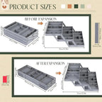 3-Tier Drawer Organiser with 12 Adjustable Dividers, ABS, 6.7 × 33 × 22 cm