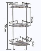 3-Tier Silver Aluminium Bathroom Corner Shelf