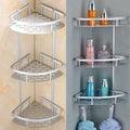 3-Tier Silver Aluminium Bathroom Corner Shelf