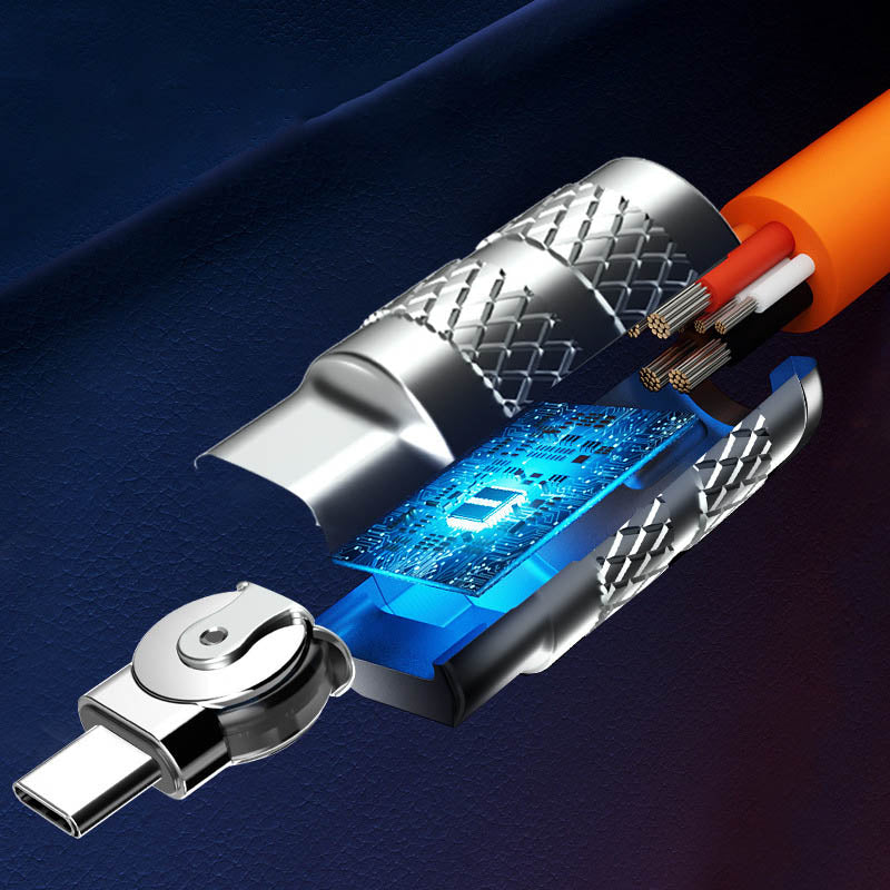 180° Anti-Break Fast Charge Data Cable 120W - Zinc Alloy, 1m 1.5m 2m, view 2