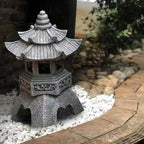 30 cm Solar LED Japanese Garden Lantern in Weather-Resistant Resin